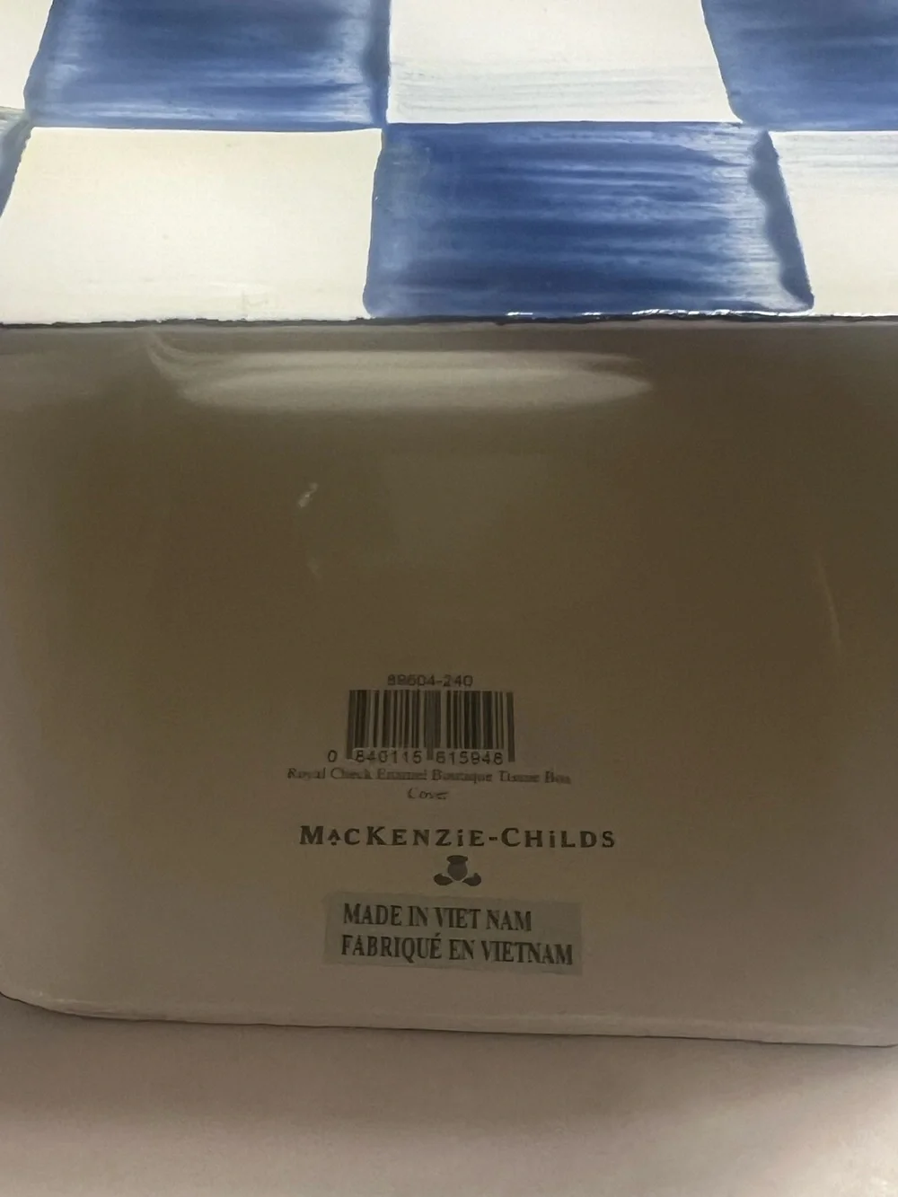 Mackenzie-Childs Royal Check Boutique Tissue Box Cover. New with tags! 💙🤍